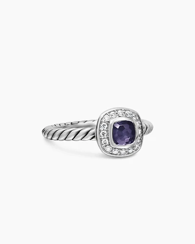 Albion® Teen Ring in Sterling Silver with Black Orchid and Diamonds, 4mm