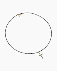 Petite X Cross Necklace with 14K Yellow Gold