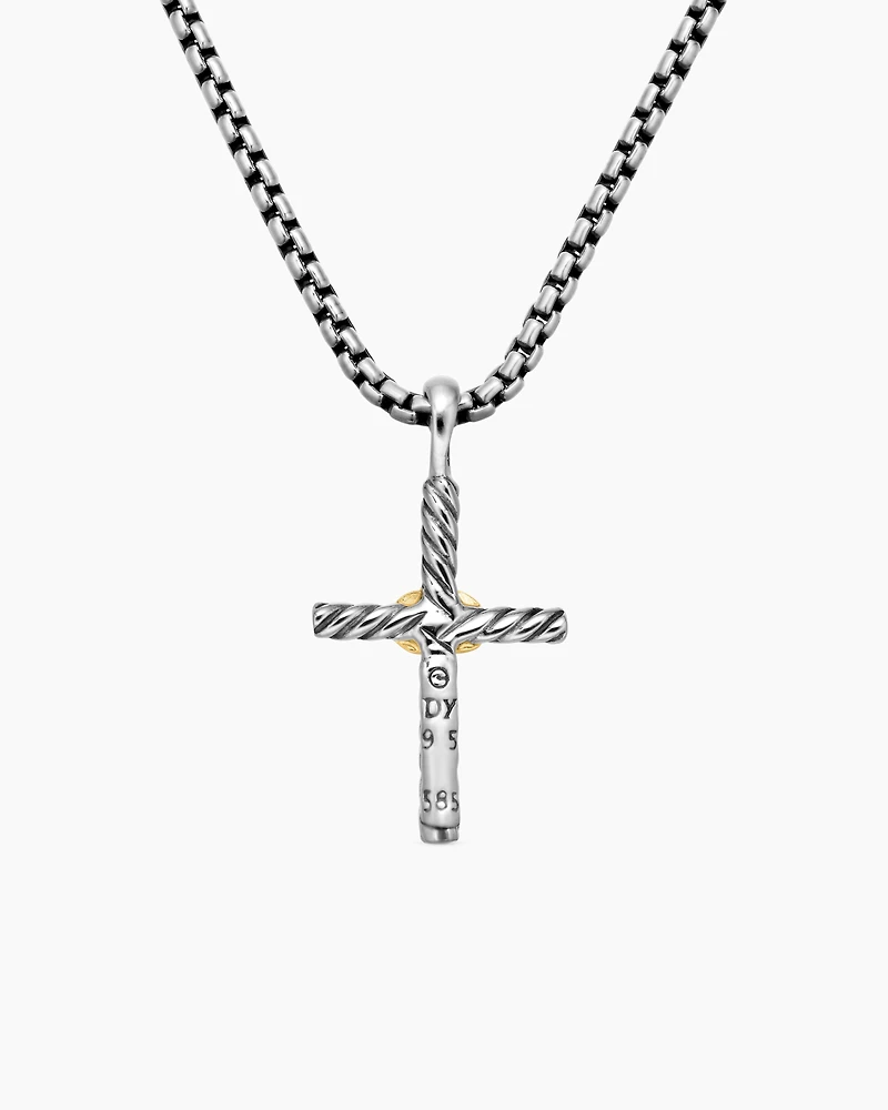 Petite X Cross Necklace with 14K Yellow Gold