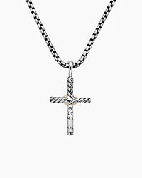 Petite X Cross Necklace with 14K Yellow Gold