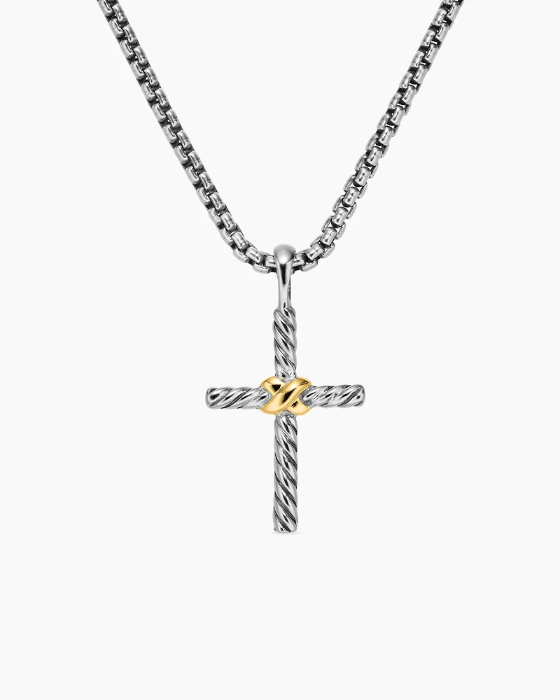 Petite X Cross Necklace with 14K Yellow Gold