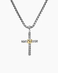 Petite X Cross Necklace with 14K Yellow Gold