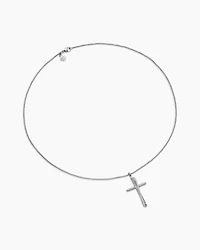 Crossover Cross Necklace with Diamonds, 35.6mm