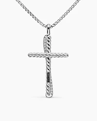 Crossover Cross Necklace with Diamonds, 35.6mm