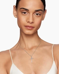 Crossover Cross Necklace with Diamonds, 35.6mm