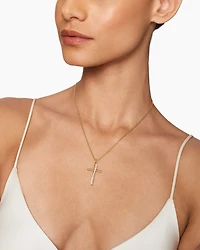 Crossover Cross Necklace in 18K Yellow Gold with Diamonds, 35.6mm