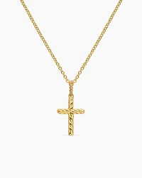 Cable Collectibles Cross Necklace in 18K Yellow Gold with Diamonds, 17mm