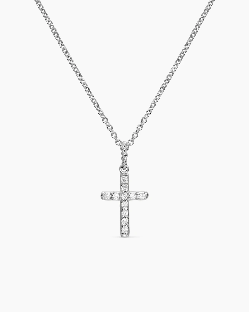 Cable Collectibles Cross Necklace in 18K Gold with Diamonds