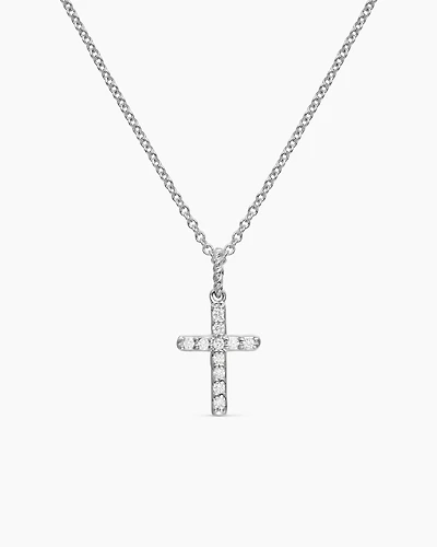 Cable Collectibles Cross Necklace in 18K Gold with Diamonds