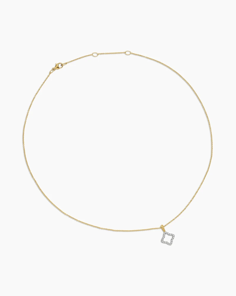 Cable Collectibles Quatrefoil Necklace in 18K Yellow Gold with Diamonds, 17.5mm