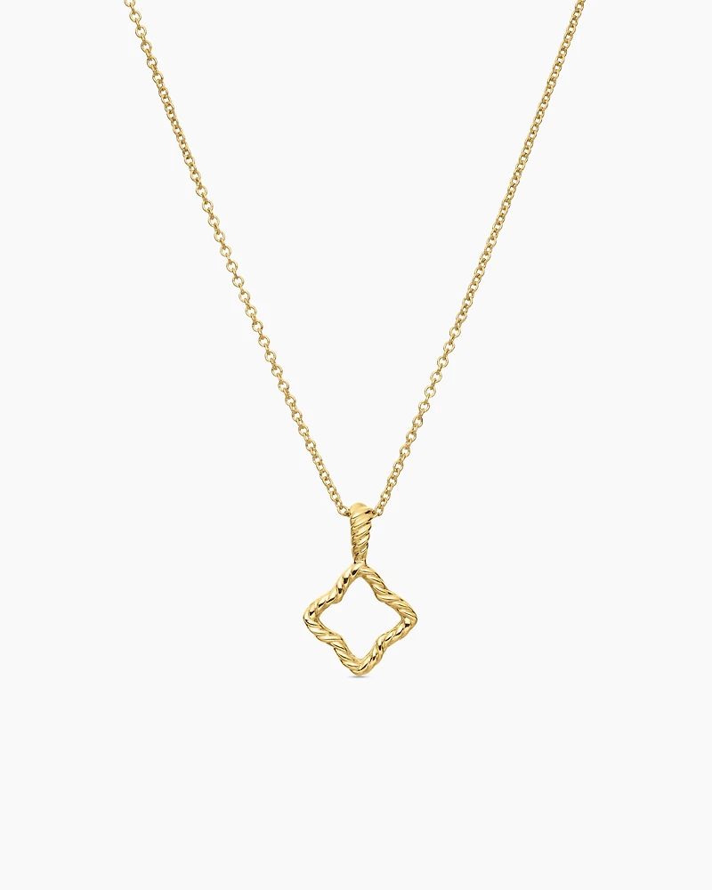 Cable Collectibles Quatrefoil Necklace in 18K Yellow Gold with Diamonds, 17.5mm