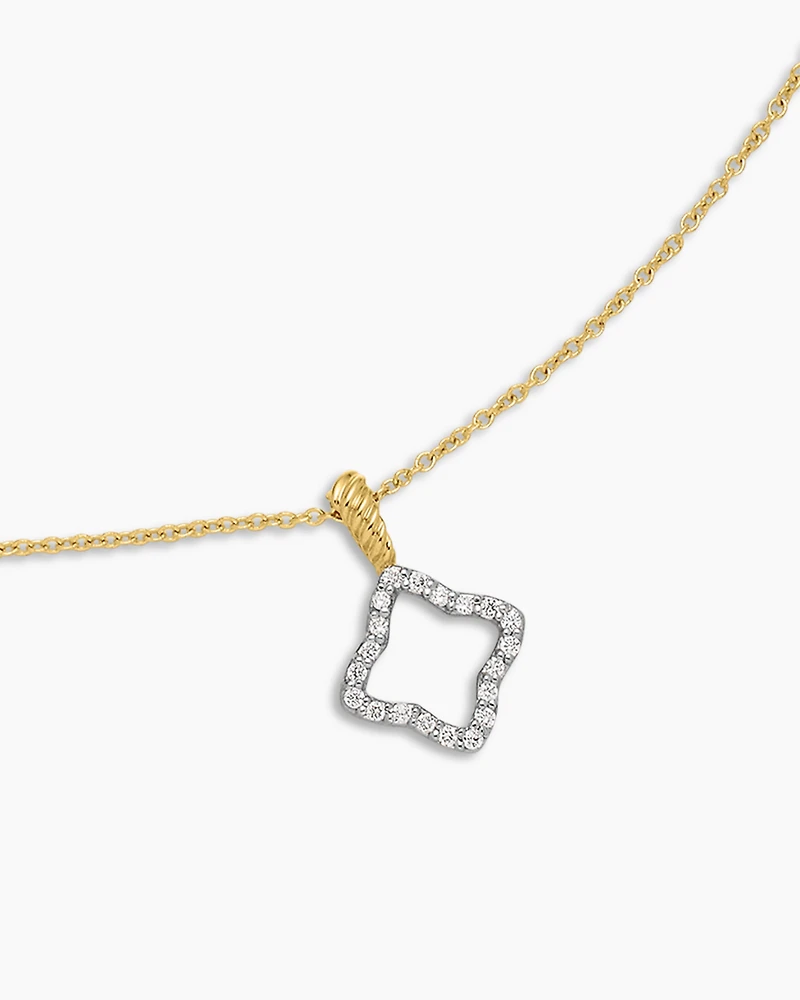 Cable Collectibles Quatrefoil Necklace in 18K Yellow Gold with Diamonds, 17.5mm