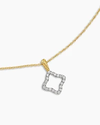 Cable Collectibles Quatrefoil Necklace in 18K Yellow Gold with Diamonds, 17.5mm