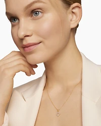 Cable Collectibles Quatrefoil Necklace in 18K Yellow Gold with Diamonds, 17.5mm
