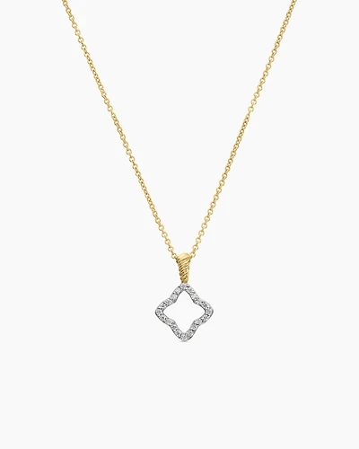 Cable Collectibles Quatrefoil Necklace in 18K Yellow Gold with Diamonds, 17.5mm