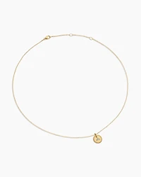 Initial Charm Necklace in 18K Yellow Gold with Diamonds, 10mm