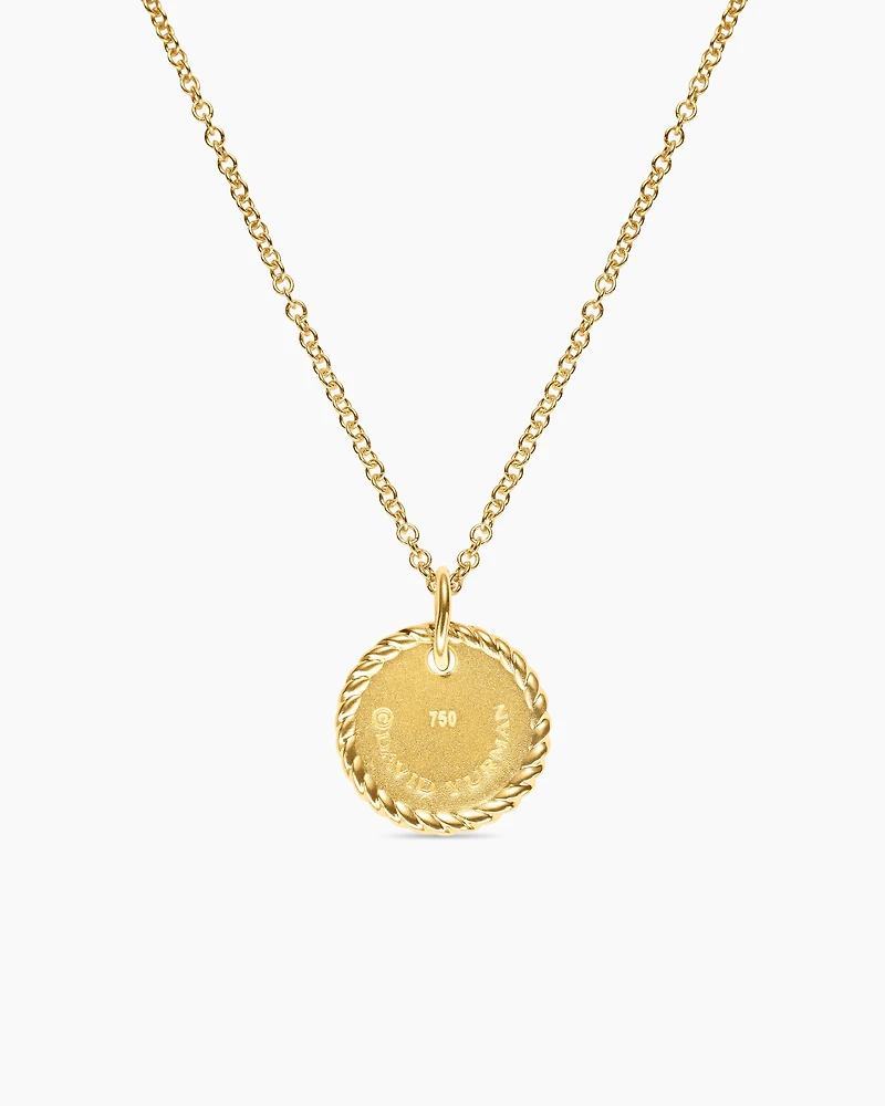 Initial Charm Necklace in 18K Yellow Gold with Diamonds, 10mm