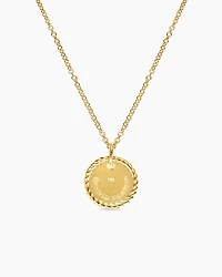 Initial Charm Necklace in 18K Yellow Gold with Diamonds, 10mm
