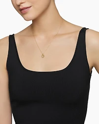 Initial Charm Necklace in 18K Yellow Gold with Diamonds, 10mm