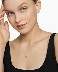 Initial Charm Necklace in 18K Yellow Gold with Diamonds, 10mm