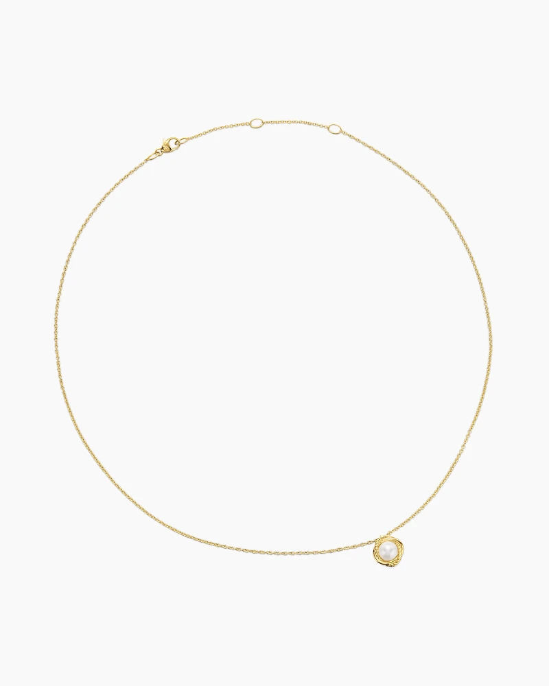 Infinity Pendant Necklace in 18K Yellow Gold with Pearl, 10mm
