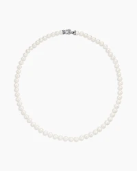 Pearl Strand Necklace Sterling Silver with Pearls and Diamonds