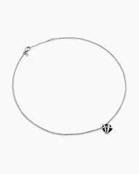 Cable Wrap Necklace in Sterling Silver with Black Onyx and Diamonds, 12.5mm