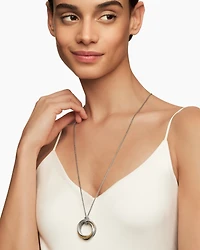 Crossover Pendant Necklace in Sterling Silver with 14K Yellow Gold