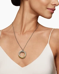 Crossover Pendant Necklace in Sterling Silver with 14K Yellow Gold