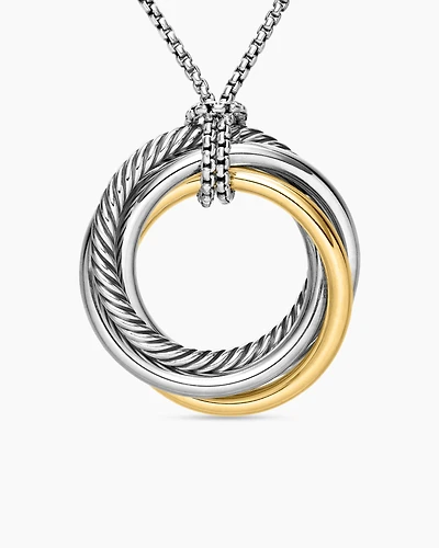 Crossover Pendant Necklace in Sterling Silver with 14K Yellow Gold
