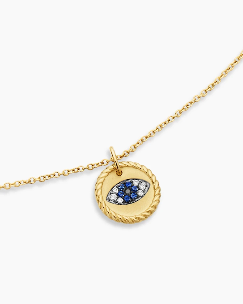 Cable Collectibles Evil Eye Necklace in 18K Yellow Gold with Pavé, 11mm