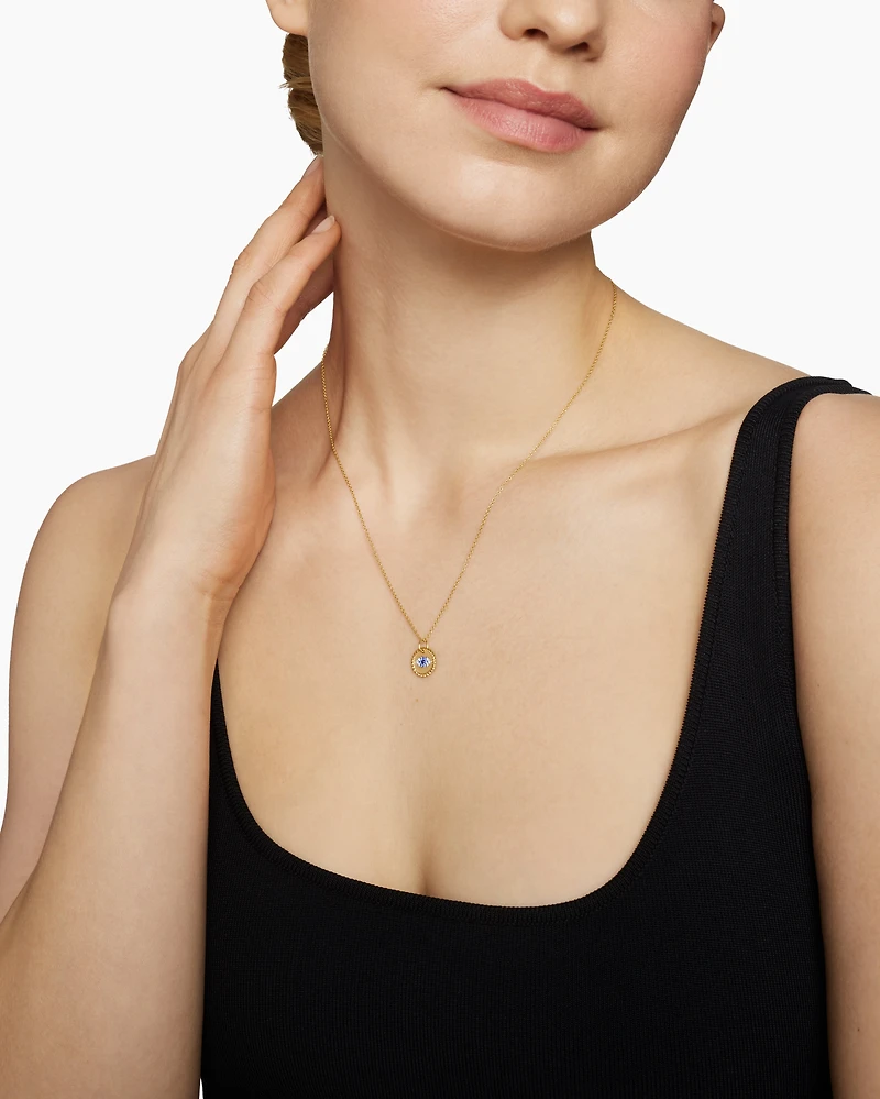 Cable Collectibles Evil Eye Necklace in 18K Yellow Gold with Pavé, 11mm