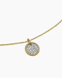 Cable Collectibles Pavé Plate Necklace in 18K Yellow Gold with Diamonds, 11mm