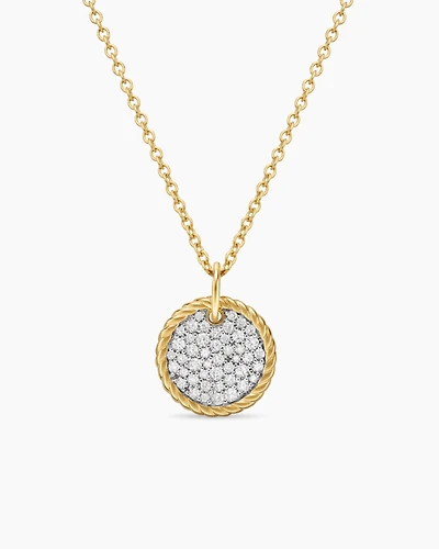 Cable Collectibles Pavé Plate Necklace in 18K Yellow Gold with Diamonds, 11mm