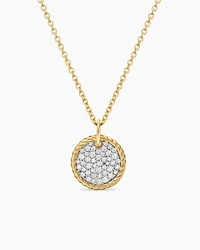 Cable Collectibles Pavé Plate Necklace in 18K Yellow Gold with Diamonds, 11mm