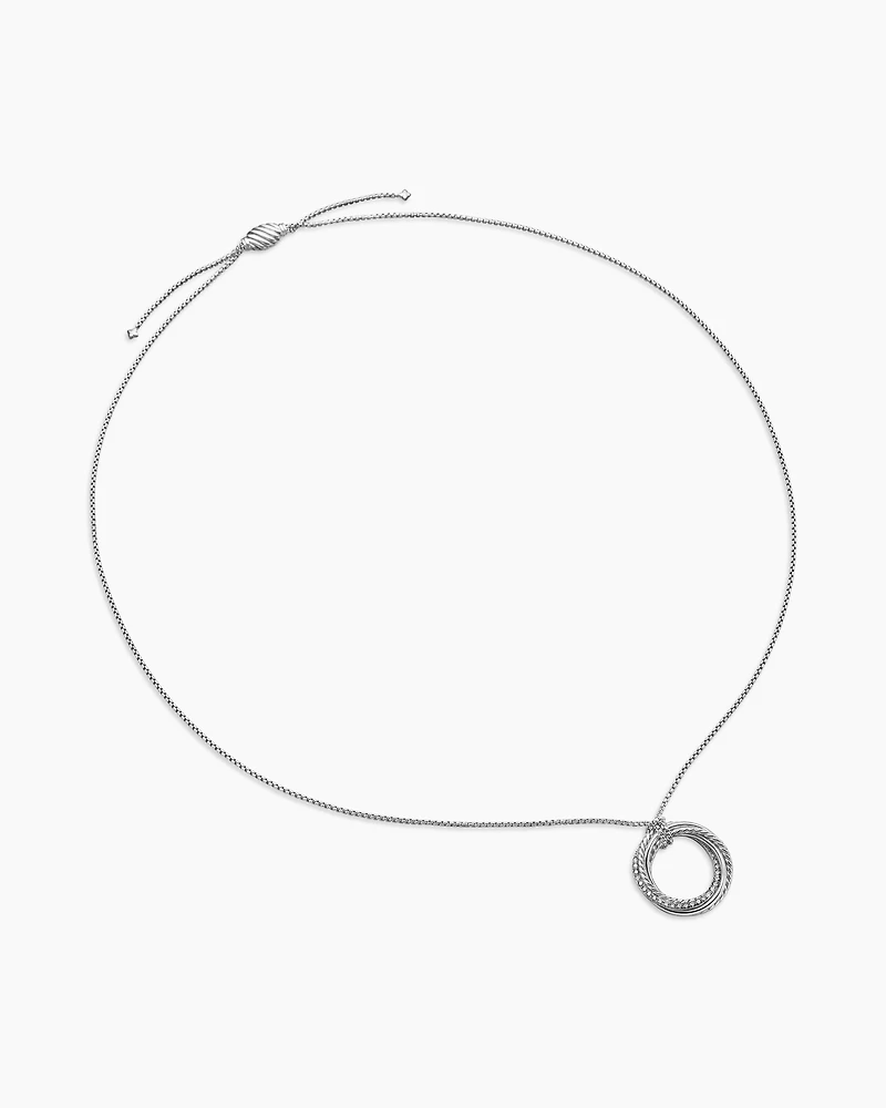 Crossover Pendant Necklace with Diamonds