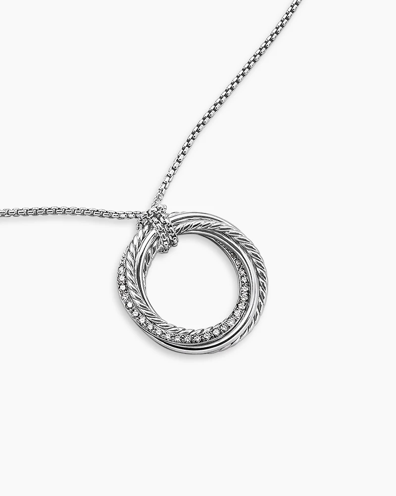 Crossover Pendant Necklace with Diamonds
