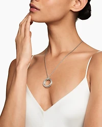 Crossover Pendant Necklace with Diamonds