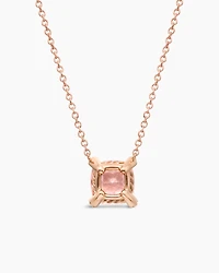 Petite Chatelaine Pendant Necklace in 18K Rose Gold with Diamonds, 7mm