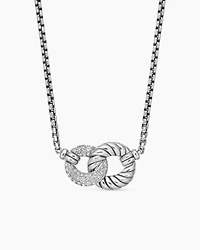 Belmont® Curb Link Necklace in Sterling Silver with Diamonds, 20mm