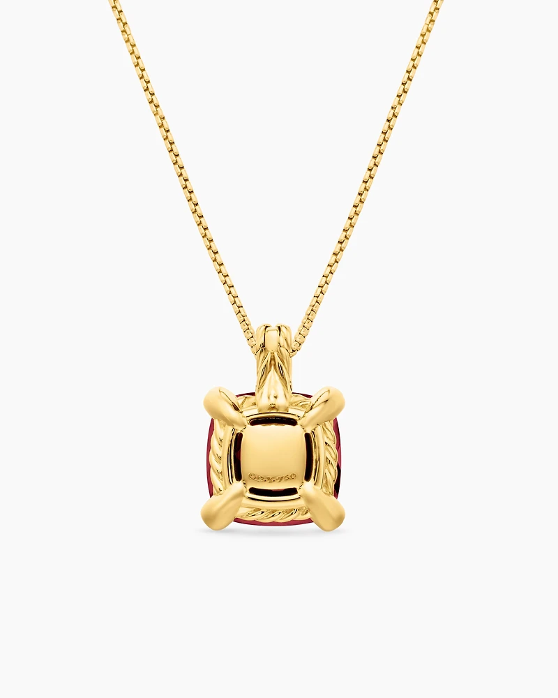Chatelaine® Pendant Necklace in 18K Yellow Gold with Garnet and Diamonds, 11mm