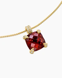 Chatelaine® Pendant Necklace in 18K Yellow Gold with Garnet and Diamonds, 11mm