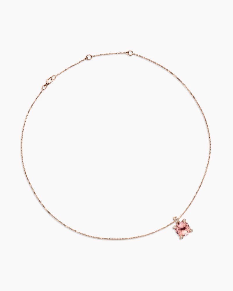 Chatelaine Pendant Necklace in 18K Rose Gold with Diamonds, 11mm