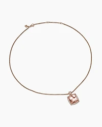 Chatelaine® Pavé Bezel Pendant Necklace in 18K Rose Gold with Morganite and Diamonds