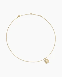 Petite Chatelaine® Pavé Bezel Pendant Necklace in 18K Yellow Gold with Hampton Blue Topaz and Diamonds