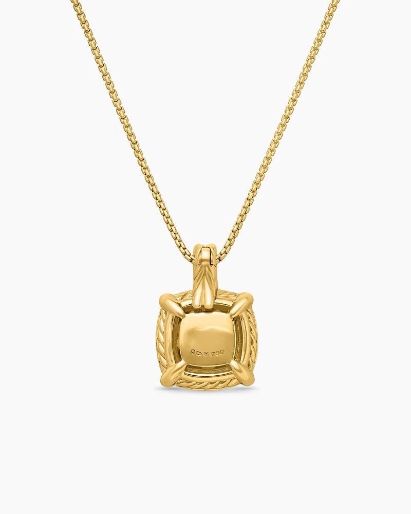 Petite Chatelaine® Pavé Bezel Pendant Necklace in 18K Yellow Gold with Hampton Blue Topaz and Diamonds