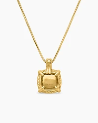 Petite Chatelaine® Pavé Bezel Pendant Necklace in 18K Yellow Gold with Hampton Blue Topaz and Diamonds