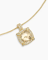 Petite Chatelaine® Pavé Bezel Pendant Necklace in 18K Yellow Gold with Hampton Blue Topaz and Diamonds