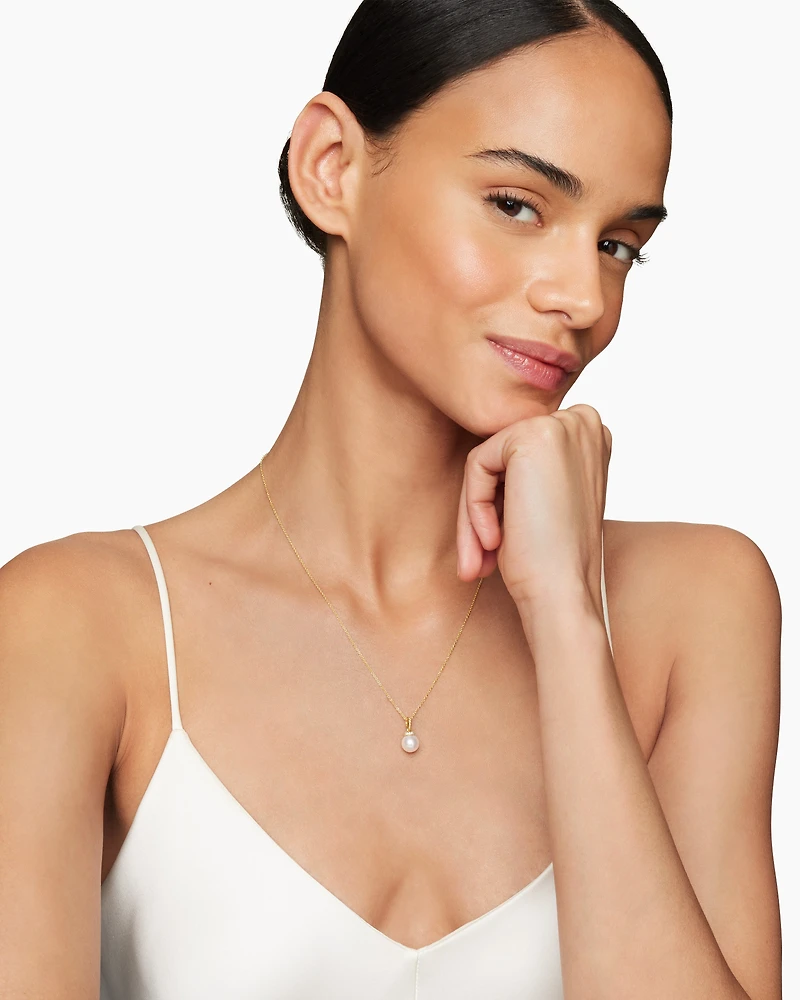 Solari Pendant Necklace in 18K Yellow Gold with Diamonds, 8mm
