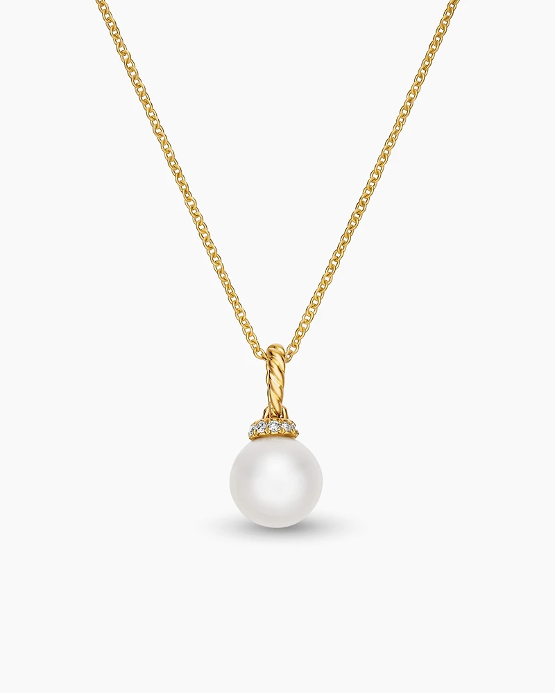 Solari Pendant Necklace in 18K Yellow Gold with Diamonds, 8mm